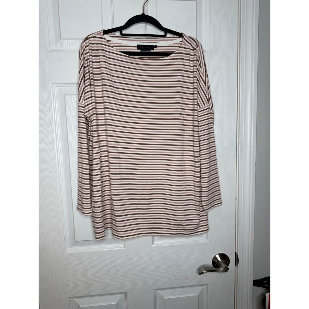 HATCH pink/beige/cream striped oversized boatneck maternity shirt size 0/XS